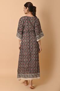 Último Modelo de Vestido Kaftan de Algodón, Modesto, Largo, Maxi, Estampado a Mano, Traje de Playa de Verano para Mujer, Precio al por Mayor - Product Image 2