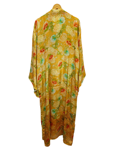 Kimono d'été de luxe, couverture de bikini, robe longue de nuit, kimono sari indien vintage en soie recyclée fait à la main, - Product Image 6