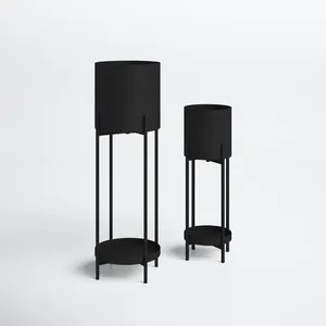 Support de plante à fleurs en forme de carré enduit noir le plus vendu en métal pour intérieur extérieur décor à la maison support de fleurs dernière vente - Product Image 6