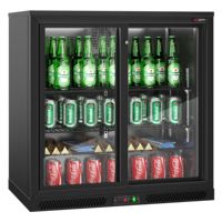 Réfrigérateur de bar commercial - 900 mm - 220 L - avec 2 portes coulissantes en verre - Noir