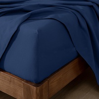 Usine Premium Pas Cher Confortable 100% Coton Draps Respirant Durable Bleu Marine Drap Plat pour Hôtel Spa Maison Hôpital