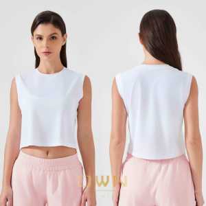 Women's Sleeveless Cotton Tank Tops Quick Dry Gym Yoga Stringer Top Short Length Singlet <b>Waistcoat</b> Training <b>Ladies</b> Tank Tops - Product Image 5