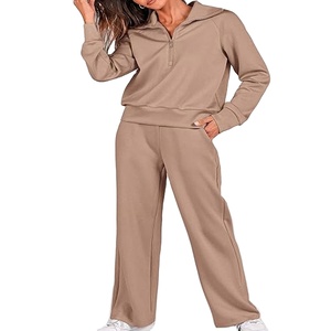 Ensemble de vêtements de sport fitness à motif solide pour femmes chaud à manches longues décontracté haut court et pantalon de survêtement pour l'hiver 2026 - Product Image 5