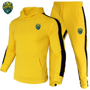 Conjunto atlético de tela cómoda para hombre, chándal con rayas laterales, patrón sólido con capucha, ropa informal para correr - Product Image 4