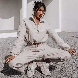 ชุดวอร์มสองชิ้นแบบสวมหัวมีฮู้ดซิปครึ่งท่อนสำหรับใส่วิ่งจ๊อกกิ้งเสื้อแจ็คเก็ตกันลม - Product Image 3