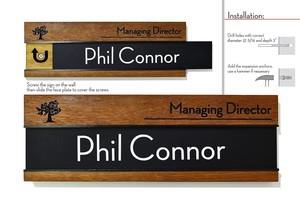 Plaque de porte de bureau moderne en bois massif africain teck et acrylique plaque coulissante plaque murale de porte de bureau d'affaires - Product Image 5