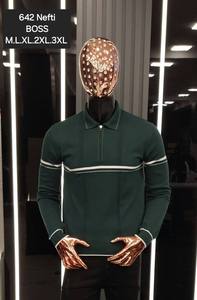 เสื้อสเวตเตอร์ลำลองสำหรับผู้ชายฤดูใบไม้ร่วงคอโปโลแขนยาวมีซิปผ้าขนแกะแคชเมียร์กันความร้อนไม่ยับพิมพ์ลายด้านหน้าผ้าแจ็คการ์ด - Product Image 5