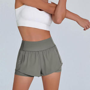 กางเกงขาสั้นออกกำลังกายแบบ2 in 1สำหรับผู้หญิงชุดออกกำลังกายระบายอากาศได้ดีมีบริการ OEM พิมพ์โลโก้ได้ตามต้องการ - Product Image 3