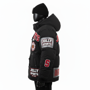 Veste bouffante épaisse de haute qualité manteau d'hiver coupe-vent tissu résistant à l'eau Logo personnalisé broderie Patch veste bouffante pour homme - Product Image 5