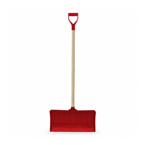 Longue pelle à neige manuelle en plastique pour l'hiver avec manche en bois, outil de déneigement rouge pour le jardin - Product Image 2