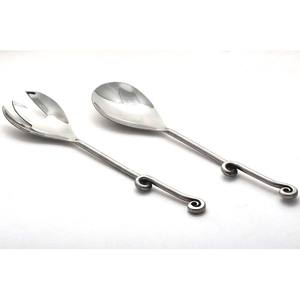 Mango de latón con relieve dorado mate hecho a mano, mango de diseño de serpiente, juego de vajilla para ensalada, juego de diseño real para comedor y servidor de ensaladas - Product Image 6