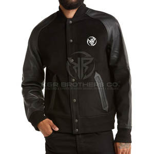 เสื้อแจ็กเก็ตทีมมหาวิทยาลัยแขนหนังของผู้ชายเสื้อแจ็คเก็ตบอมเบอร์แนวสปอร์ตย้อนยุคสำหรับลุคลำลองแนวสตรีท - Product Image 4