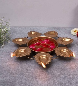 High Quality Metal Diya Urli Bowl <b>Tea</b> <b>Light</b> Holder Candle Holder for Home Decor Art Style Glass <b>Lanterns</b> Diwali Other Festivals - Product Image 2