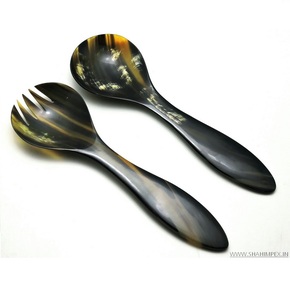 Servidor de ensalada de cuerno de diseño moderno negro natural hecho en La India por SCI Exporter accesorios de cocina nuevas ideas de productos 2023 - Product Image 5