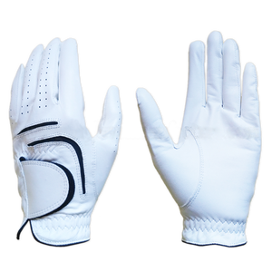 Gants de golf blancs de qualité supérieure avec design personnalisé en cuir Cabretta - Product Image 1