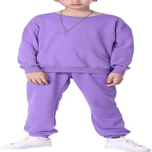 Ensemble de survêtement unisexe à capuche à motif uni respirant 2 pièces Sweat-shirt Pantalon de jogging pour enfants Hiver Faible MOQ Coupe-vent - Product Image 2