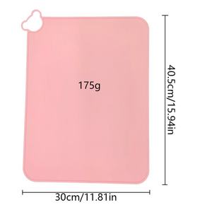 Rectangular Silicone <b>Placemat</b> Portable Foldable Hanging Holes Drainage Easy Store for Students' Tableware Modern Simple Design - Product Image 1