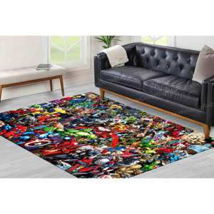 Marvel Heroes Printed Rug - Vibrant Kids <b>Room</b> Rug for Nursery <b>Decor</b>,Luxury Velvet Rug - Product Image 1