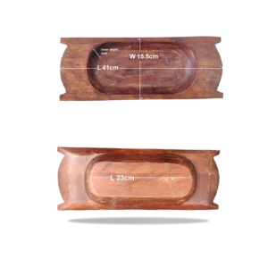 Euro 100% Natural Handcrafted <b>Large</b> <b>Candle</b> Container Mango Wood Grey Antique Rectangular Trencher High Modern Party Customized - Product Image 4