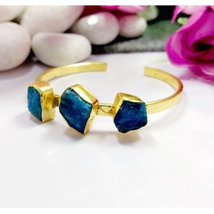 Brass Gold Plated Fashion Cuff <b>Bracelets</b> with Gemstones - Product Image 4