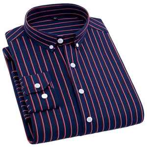 FIL TEINT Hommes Chemises À Manches Longues D'affaires Formel Décontracté Revers Bouton Rayé Lettre Gentleman Quotidien Chemise Décontractée - Product Image 2