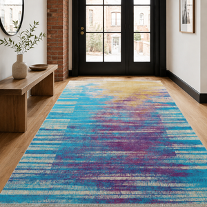 Netline Home Keepsake Linework Deep Blue Modern Washable <b>Rug</b> - Product Image 6