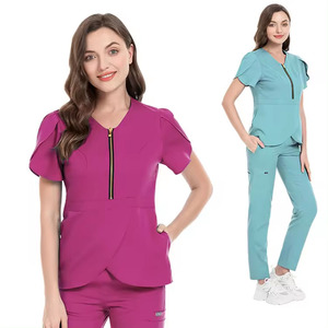Ensemble d'uniformes de gommage doux unisexe de marque privée pour hôpital, uniformes médicaux à manches courtes, ensembles de gommage pour infirmière, tissu évacuant l'humidité - Product Image 4