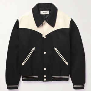 Chaqueta Varsity Personalizada de Poliéster/Algodón con Parche Bordado, Chaqueta Bomber de un Solo Botón para Hombre, Diseño Letterman de Lujo, Invierno - Product Image 1