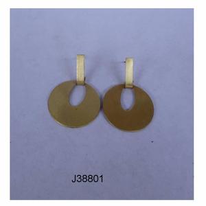 Limited Edition Simple Gold Round <b>Drop</b> Earrings with Cutout Circle Design and Vertical Hanging <b>Bar</b> for Daily and Party Wear - Product Image 4