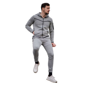 Chándal personalizado para hombre, conjunto de Sudadera con capucha de gran tamaño, logotipo estampado en blanco, talla grande, Unisex, 100% algodón, chándal para correr para hombre - Product Image 1