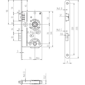 Cerradura de Embutir para Puerta Interior con Placa Frontal Redonda Plateada, Clase 2 SSF, BAD20/55/78/8mm DIN Izquierda, Categoría de Producto: Candado para Bicicleta - Product Image 3