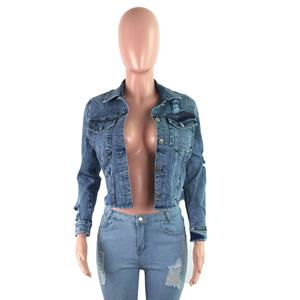 2024 Jean vestes femmes élégant bouton plaine Denim veste à manches longues bleu Denim veste femmes chemise - Product Image 3