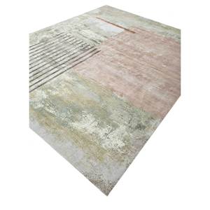 Alfombra Anudada a Mano Aakar by Kavi ESK-369(3D) de Lana Verde, Bambú y Seda, con Patrón Abstracto en Verde Granito/Verde Marino, Rectangular, para Uso Doméstico - Product Image 2