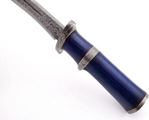 Cuchillo de caza de acero de Damasco hecho a mano con Funda de cuero, cuchillo de hoja fija para acampar, compatible con OEM - Product Image 5