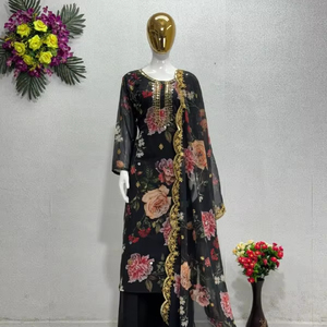 SÉQUENCE DE BRODERIE LOURDE DE CONCEPTEUR AVEC IMPRESSION NUMÉRIQUE TRAVAIL À LA MAIN COSTUME PAKISTANI - Product Image 1