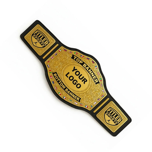 Ceinture de championnat personnalisée de haute qualité avec logo, plaques en laiton plaqué or et zinc, bannière vierge personnalisable, ceinture de récompense pour boxe et lutte, vente en gros - Product Image 1