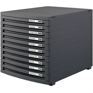 HAN CONTUR 10-<b>Drawer</b> Desktop Organizer Dark Gray Polystyrene Housing & <b>Drawers</b> Compatible with DIN A4 B4 C4 Sizes - Product Image 2