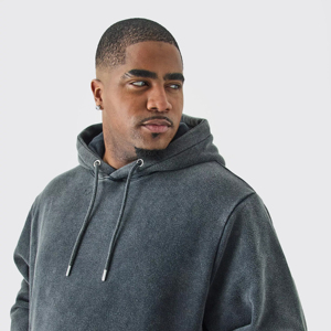 Sweat à capuche à épaules tombantes brodé en molleton 100 % coton personnalisé pour homme, coupe classique, écologique, lavage à l'acide - Product Image 2