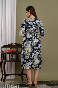 เดรสสั้นผ้าฝ้าย100% พิมพ์ลายดอกไม้สไตล์อินเดียใหม่อินเทรนด์ฤดูร้อนสไตล์หวานเอวธรรมชาติของวันวาเลนไทน์ - Product Image 3