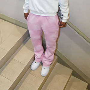 Pantalones de chándal acampanados lavados personalizados, pantalones de calle de algodón de primera calidad, fabricante de fábrica OEM/ODM. - Product Image 2