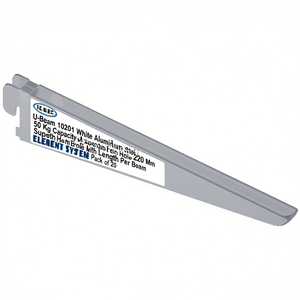 Viga en U 10201 de Aluminio Blanco, Capacidad de 50 Kg, con Orificio de Suspensión, Longitud de 220 mm por Viga, SISTEMA DE ELEMENTOS, Paquete de 20 - Product Image 3