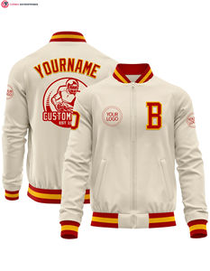 Chaqueta universitaria con logotipo personalizado y cremallera, Mangas de cuero bordadas, chaqueta universitaria de béisbol de pareja negra con letras para hombre - Product Image 6