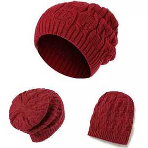 New Latest High Quality baggy Slouchy 100% Acrylic Beanie Hat Cap Warm fleece Cuffed Ribbed winter Warm Waffle beanie hat caps - Product Image 1