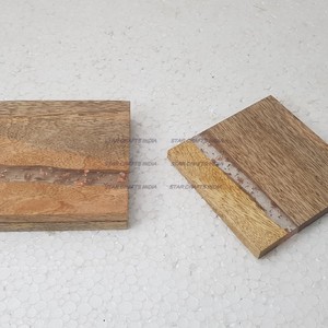 Posavasos de resina epoxi y madera de acacia cuadrada de diseño moderno recién llegado, los mejores posavasos para oficina y hogar de SCI - Product Image 6