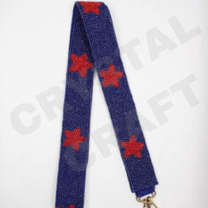 CRYSTAL CRAFT Bracelet de sac à main en perles de verre de couleur personnalisée de style indien avec logo personnalisé pour sacs - Product Image 4