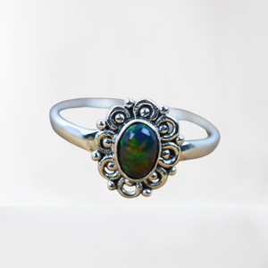 Opale noire 925 bague en argent Sterling Spinner bijoux en pierres précieuses élégant octobre pierre de naissance pierre naturelle bijoux en pierres précieuses faits à la main - Product Image 1