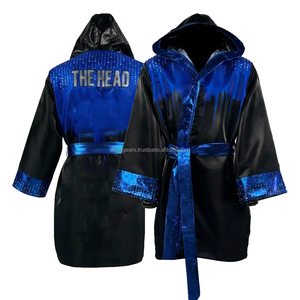Peignoir de boxe à capuche en satin de qualité supérieure, équipement de boxe personnalisé, robe de cérémonie respirante, fournisseur en gros - Product Image 1