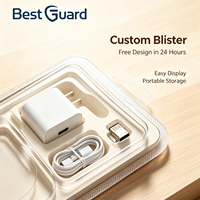 Emballage en blister PET recyclable personnalisé pour accessoires électroniques 3C avec plateau transparent