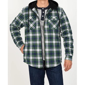Wholesale <b>Men's</b> Lined Full Zip Hooded Solid Front Logo Windproof Breathable Custom Made College Zip-Up <b>Flannel</b> Shirt <b>Jacket</b> - Product Image 3
