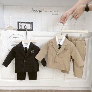 Vente en gros Ensemble formel d'hiver de style coréen de haute qualité Nouveau 3 pièces pour étudiants et bébés garçons Vêtements à cravate haute tendance - Product Image 4